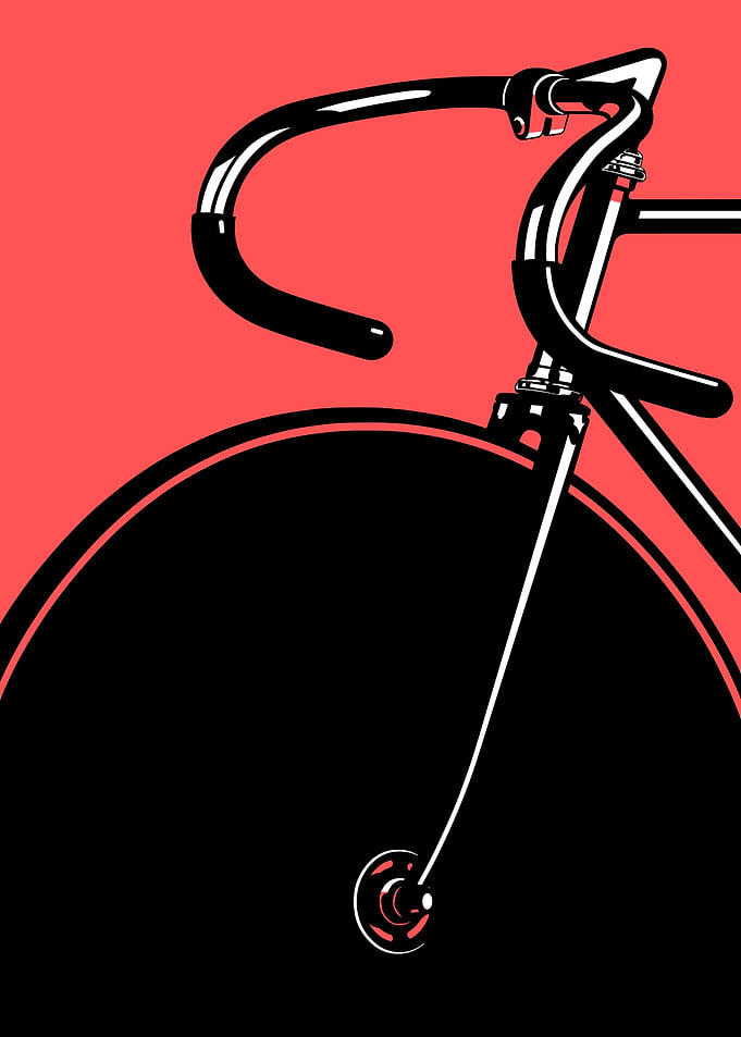 Minimalist Bicycle Front Wheel and Handlebars