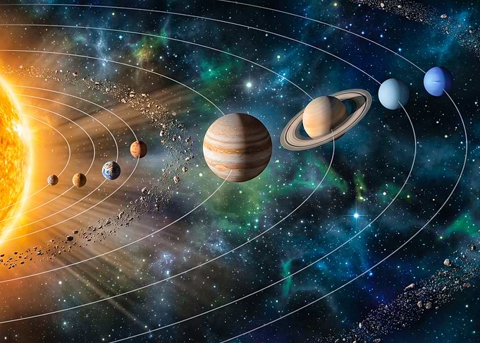 Solar System Planets Orbiting the Sun