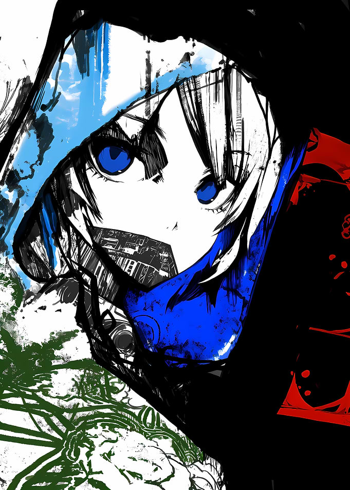 Anime Character with Blue Eyes and Mask
