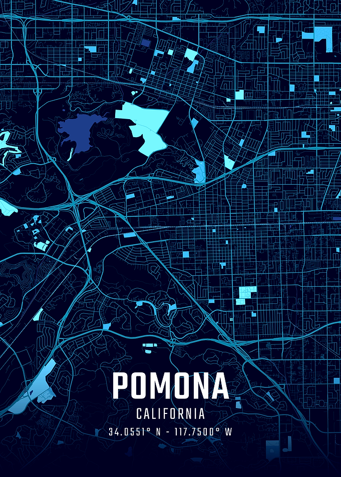 Pomona California Midnight City Map