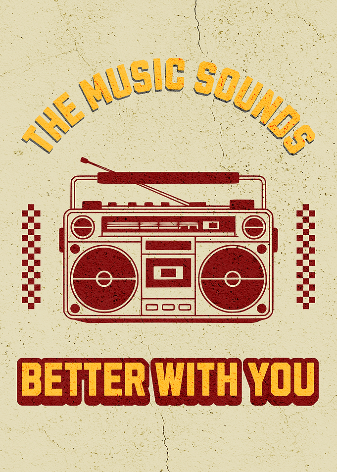 Retro Boombox Music Poster