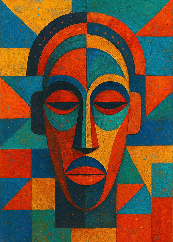 Abstract Tribal Mask with Geometric Patterns