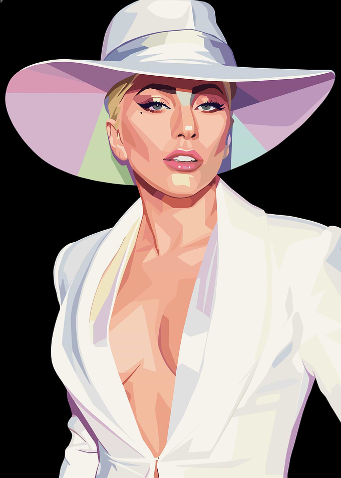 Lady Gaga in White Suit and Hat