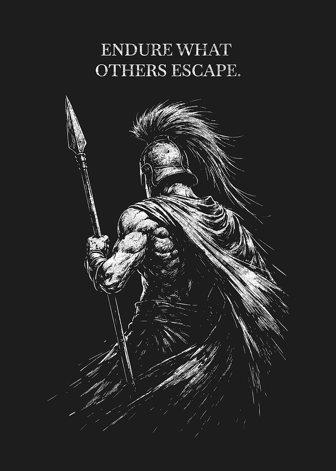 Spartan Warrior with Endure Quote Art