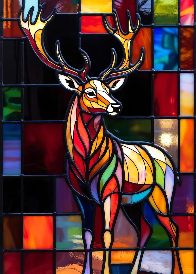 Deer with Colorful Geometric Background