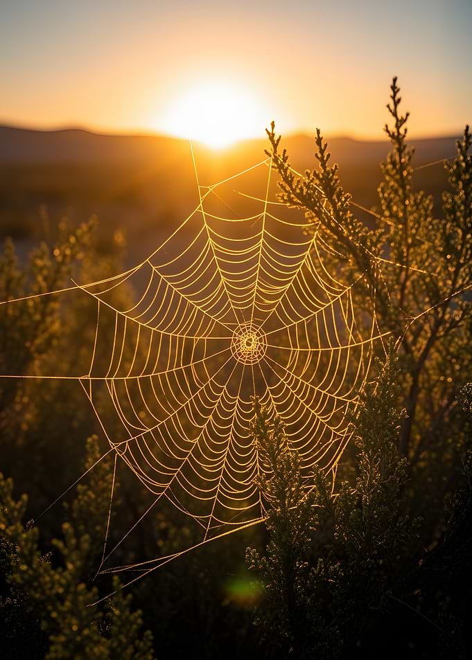 Spiderweb at Sunrise