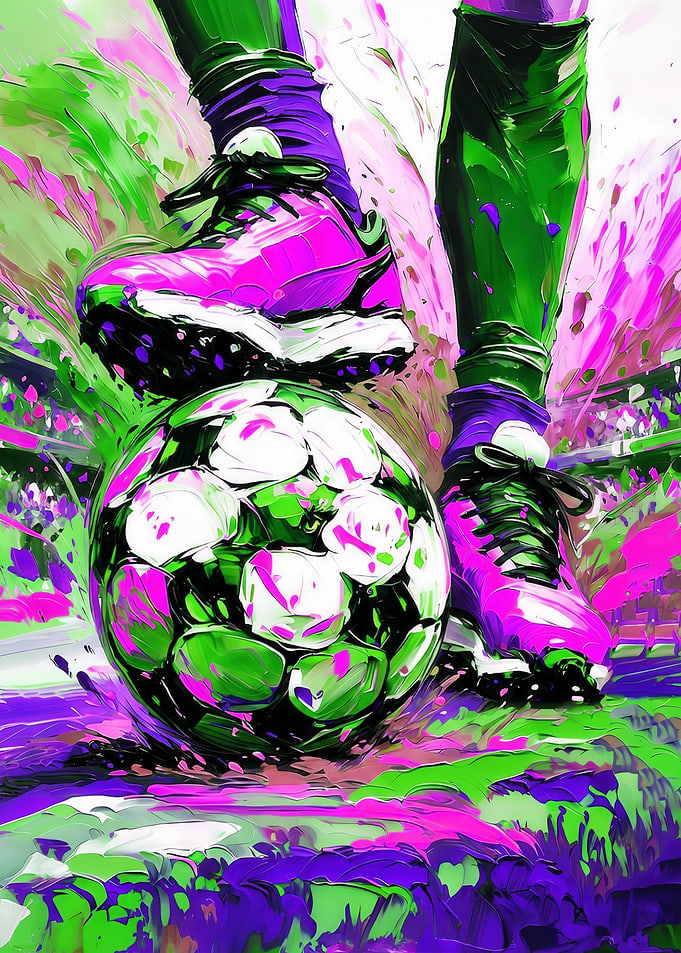 Vibrant Neon Soccer Strike