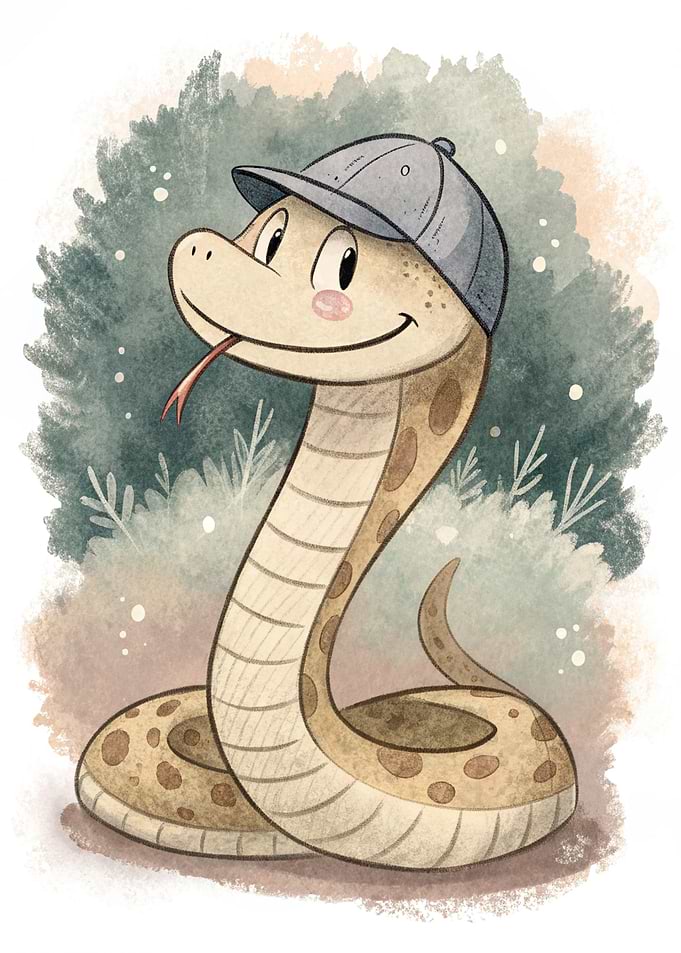 Cute Snake Wearing a Baseball Cap