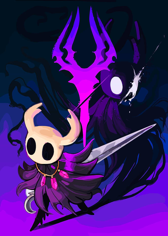 Hollow Knight Characters with Purple Accents