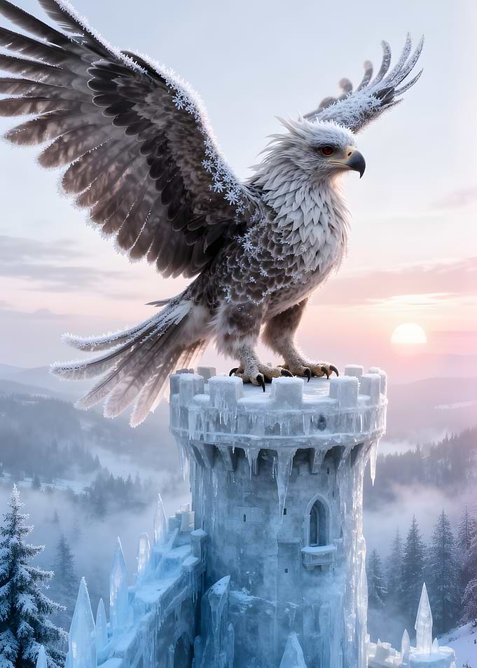 Majestic Eagle on Frozen Tower