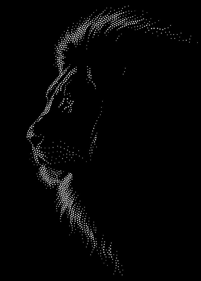 Lion Head Profile Dot Art