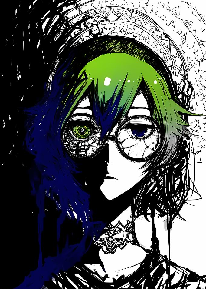 Anime Character with Cybernetic Eye