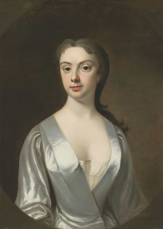 Portrait of a Young Woman in a Blue Dress