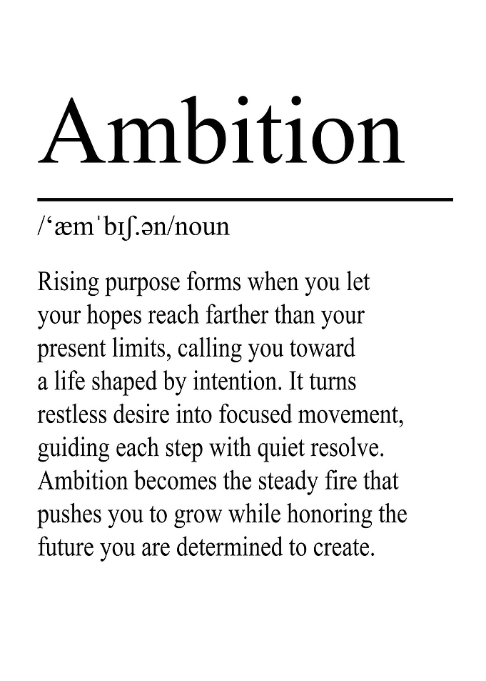 Ambition Definition – White | Minimalist Typography Poster
