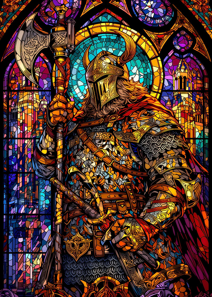 Viking Warrior Stained Glass