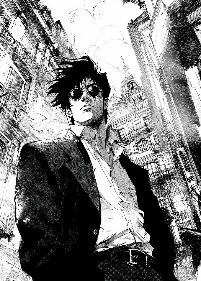 Anime Man in City