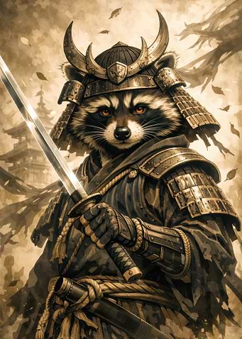 Samurai Raccoon Warrior