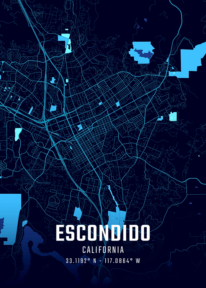 Escondido California Midnight City Map