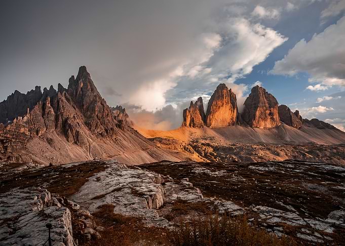 Dramatic Mountain Peaks at Sunset