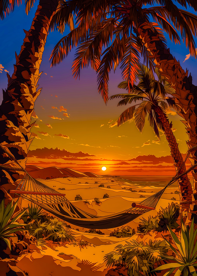 Tropical Sunset Hammock Oasis