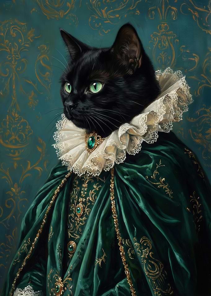 Renaissance Feline: The Queen in Emerald