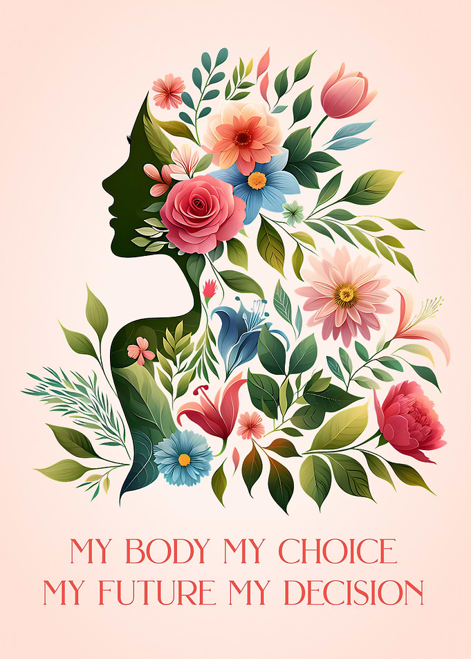 Floral Silhouette with Inspirational Text