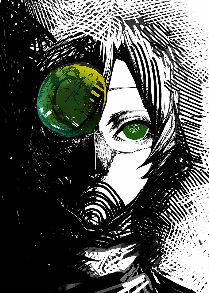 Anime Character with Green Eye and Mask