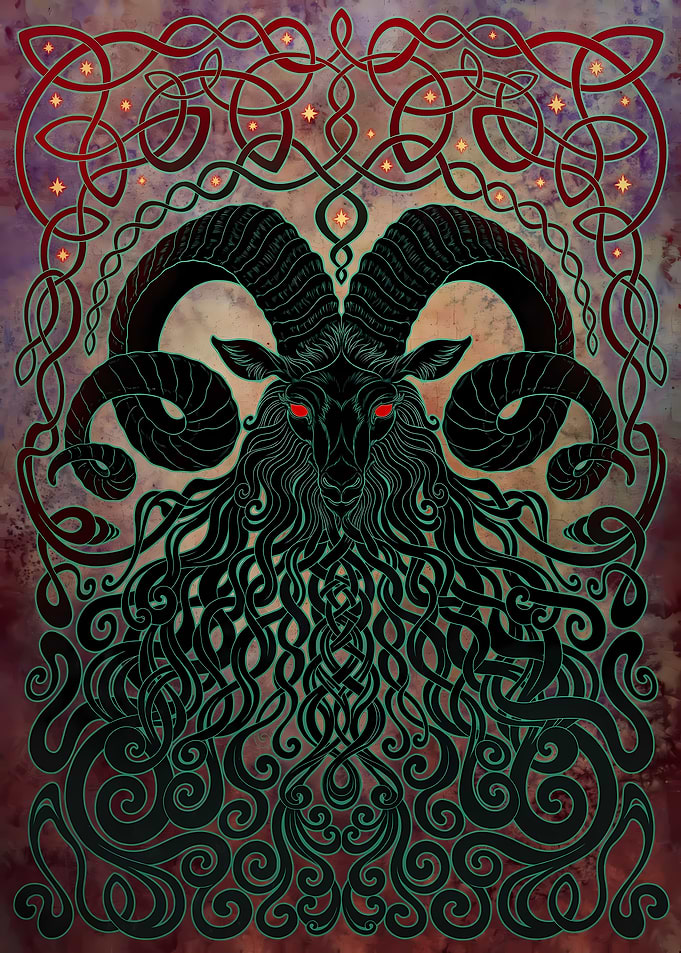 Mystical Ram with Celtic Knots