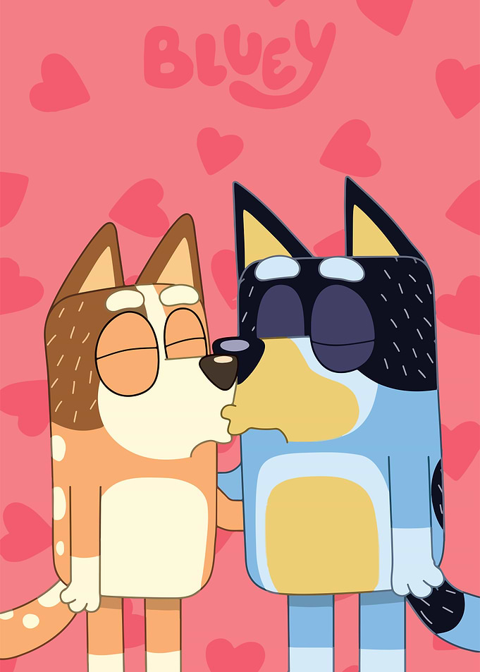 Bluey and Bingo Kissing