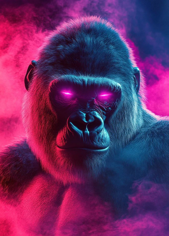 Gorilla with Neon Eyes