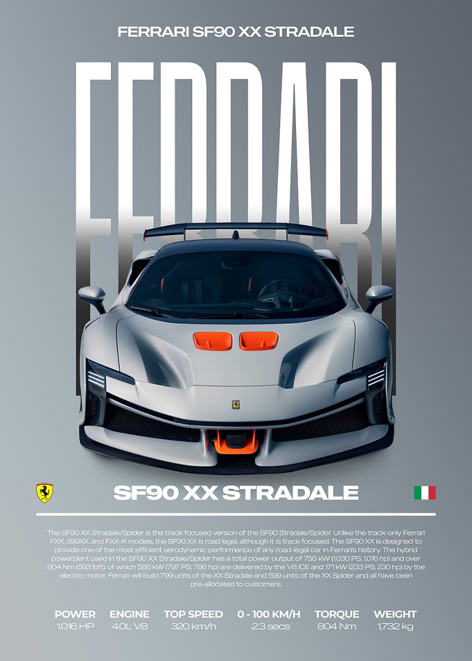 Ferrari SF90 XX Stradale Car Poster