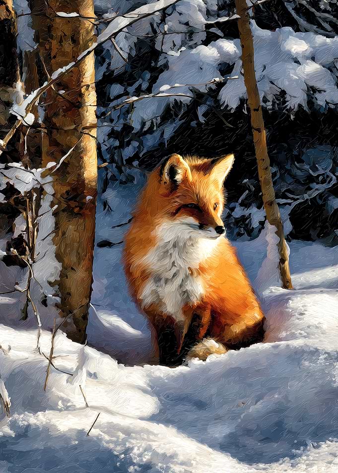 Red Fox in Snowy Forest