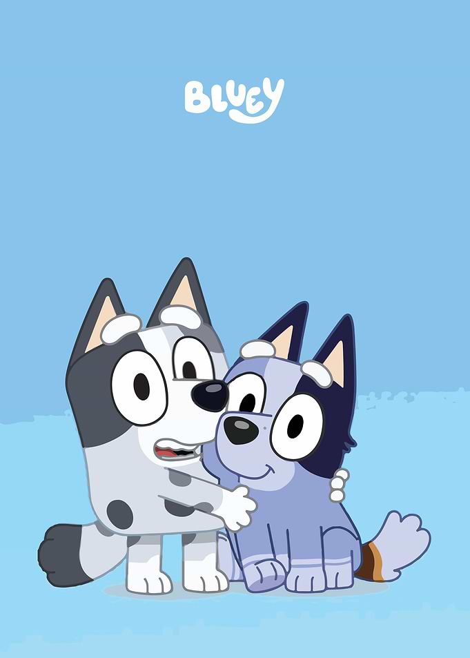 Bluey and Bingo hugging