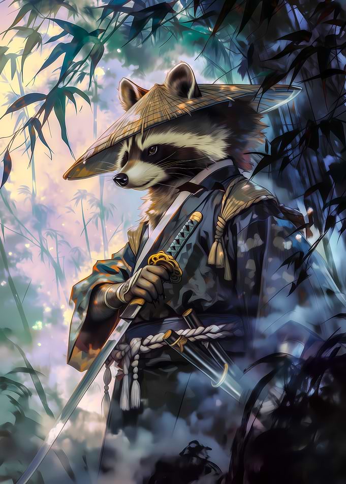 Samurai Raccoon Warrior