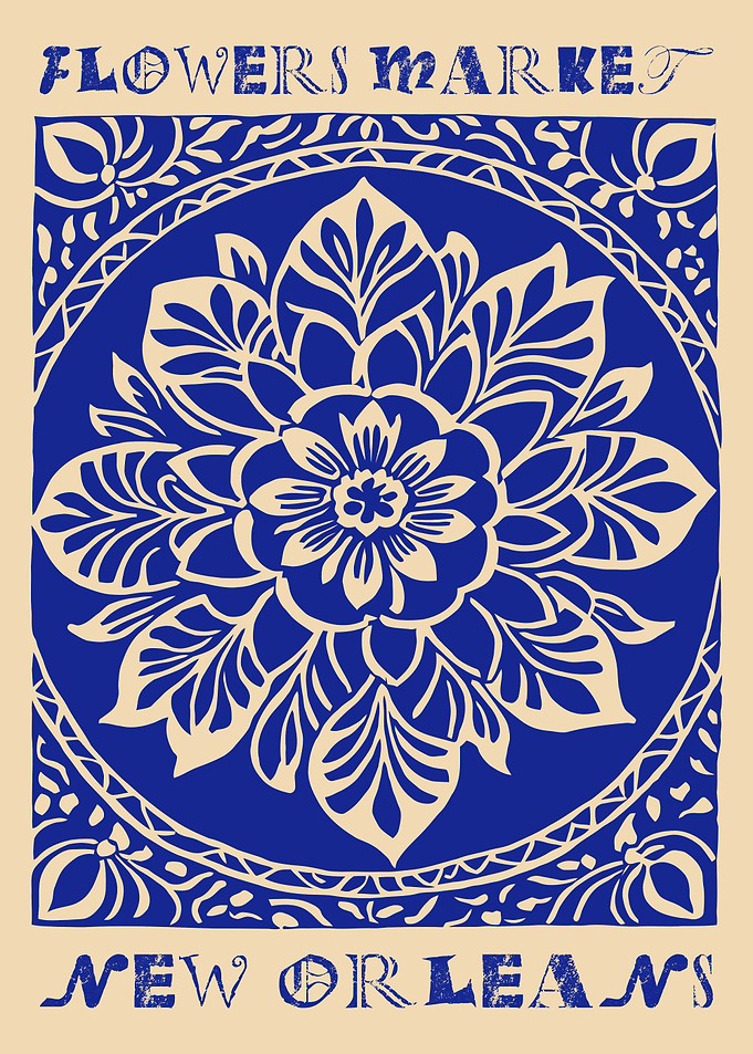 New Orleans Flowers Market Poster