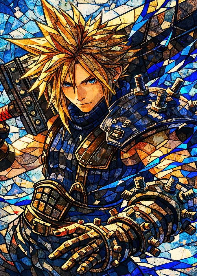 Cloud Strife Stained Glass Art