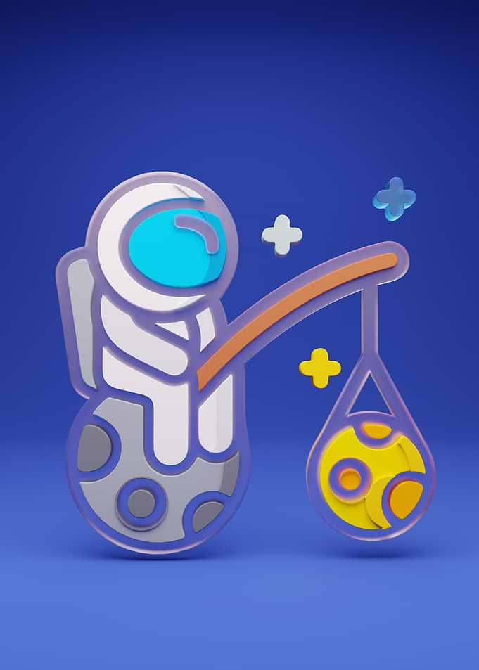 Astronaut fishing for a planet