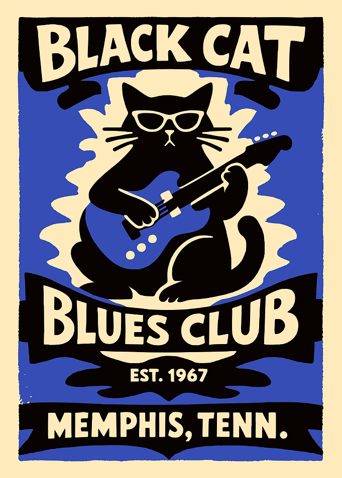 Black Cat Blues Club Memphis Poster