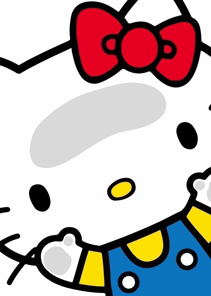 Hello Kitty with Red Bow and Blue Overalls
