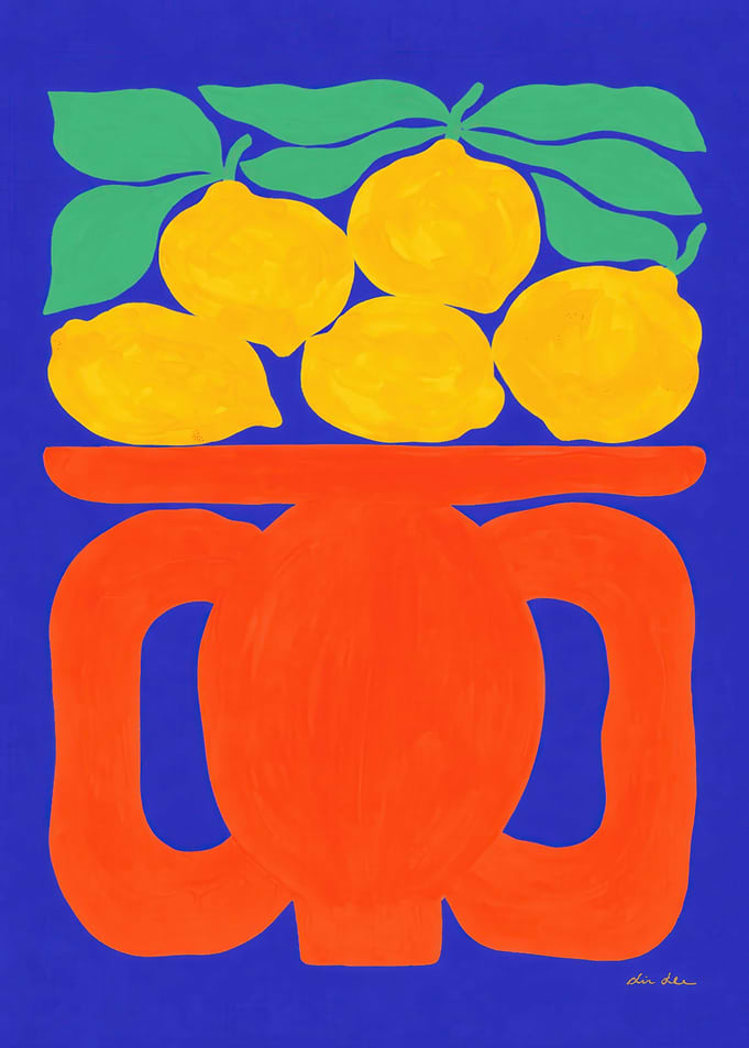 Vibrant Lemons in Orange Vase