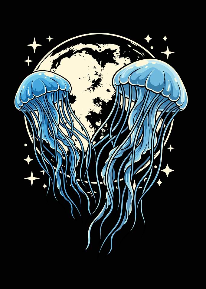 Jellyfish and Moon