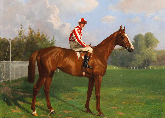 Jockey and Horse on Racetrack