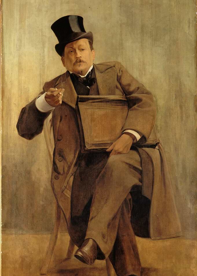 Man in Top Hat Holding a Briefcase