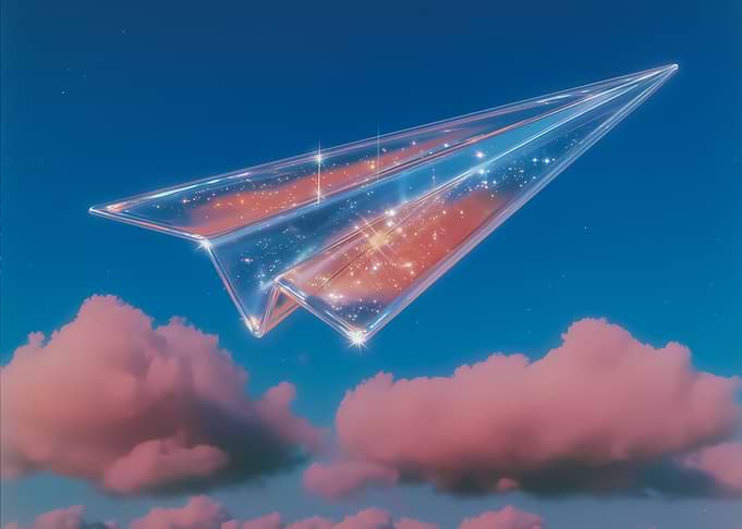 Crystal Paper Airplane in Sky
