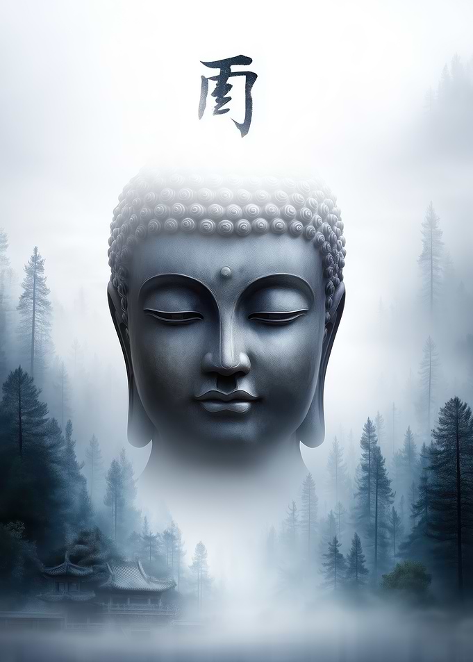 Buddha in Misty Forest