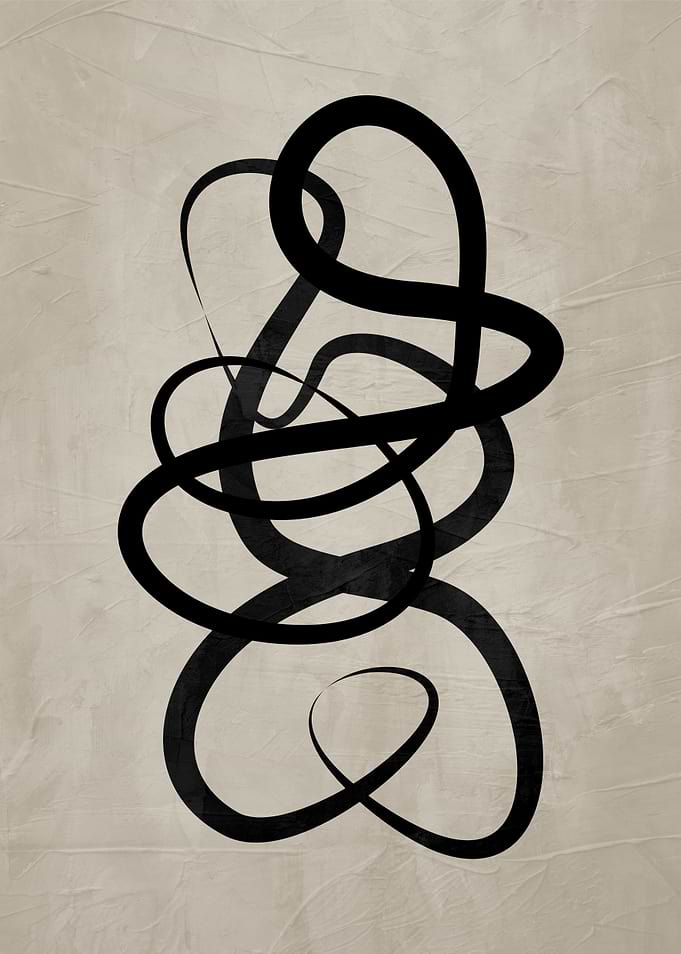 Abstract Black Swirls on Textured Background