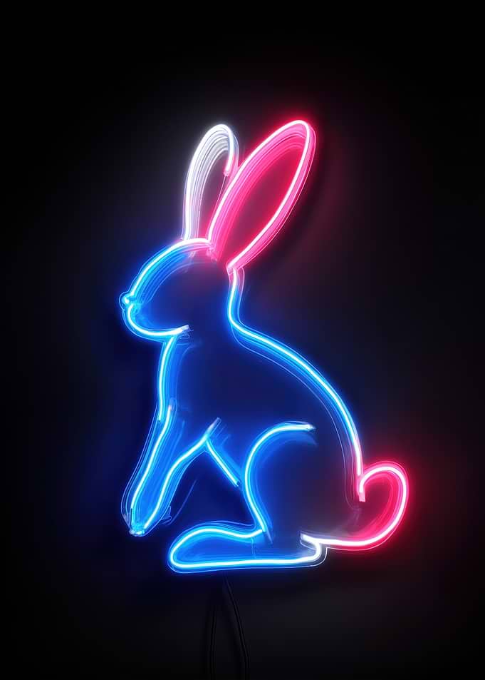 Neon Rabbit Silhouette
