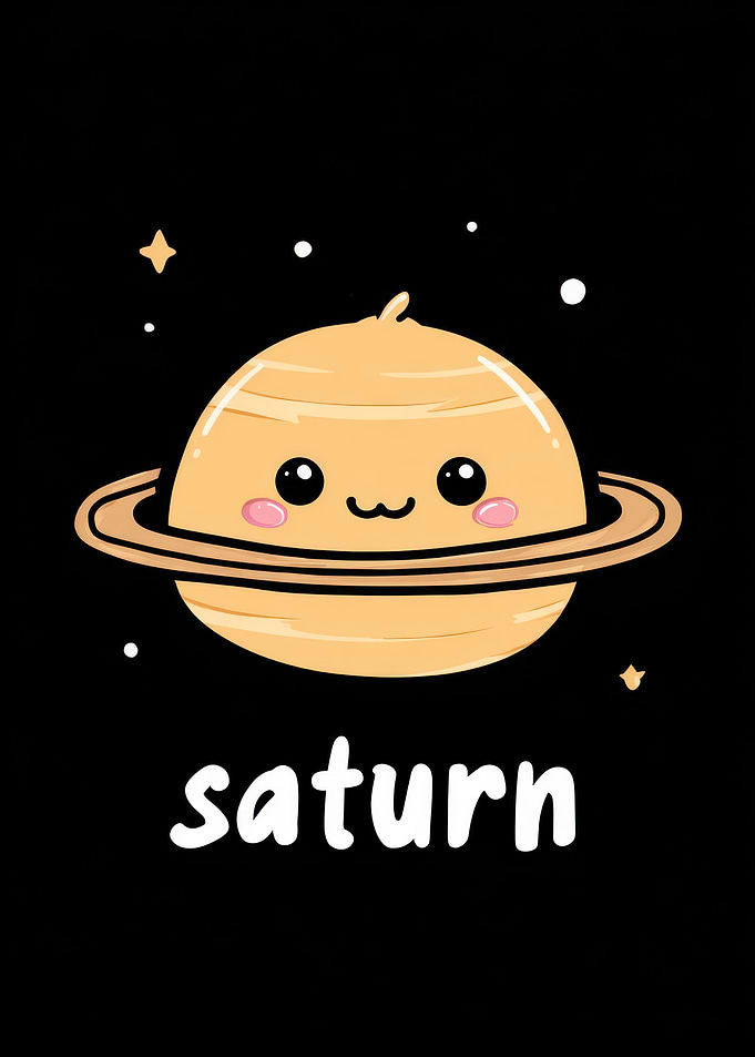 Cute Cartoon Saturn with Text