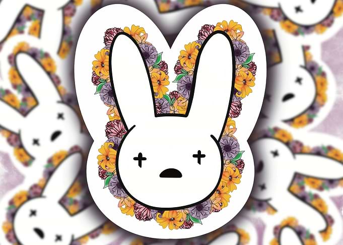 Floral Bunny Sticker