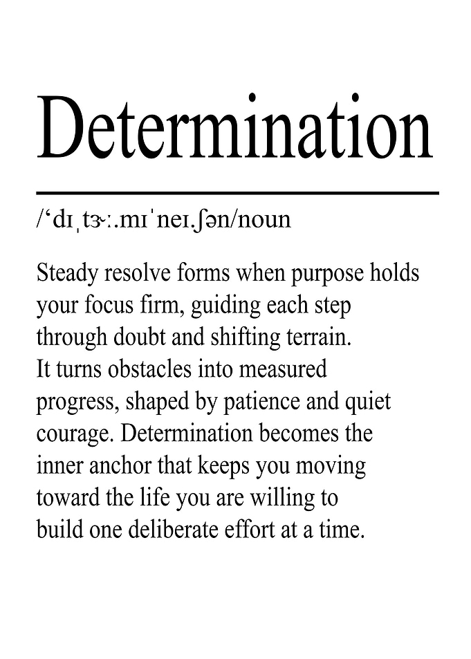 Determination Definition – White | Minimalist Typography Poster